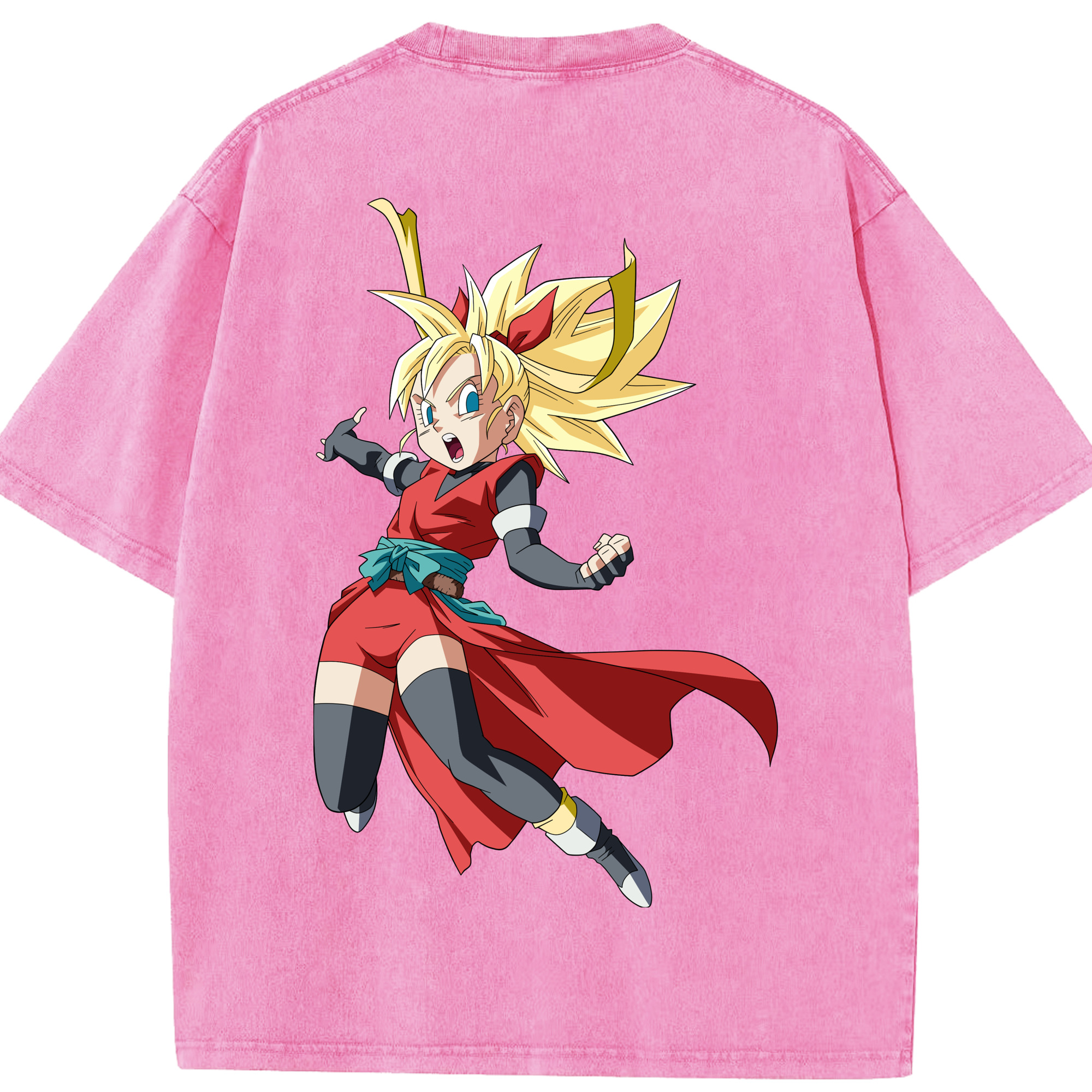 （画像用） ドラゴンボール カリフラ DRAGON BALL Caulifla 綿100% ヴィンテージ風 半袖Tシャツ（背面プリント）